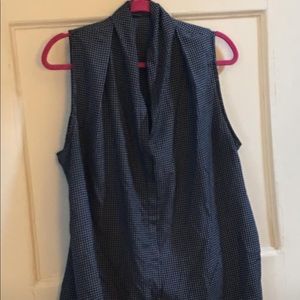 Sleeveless navy blouse